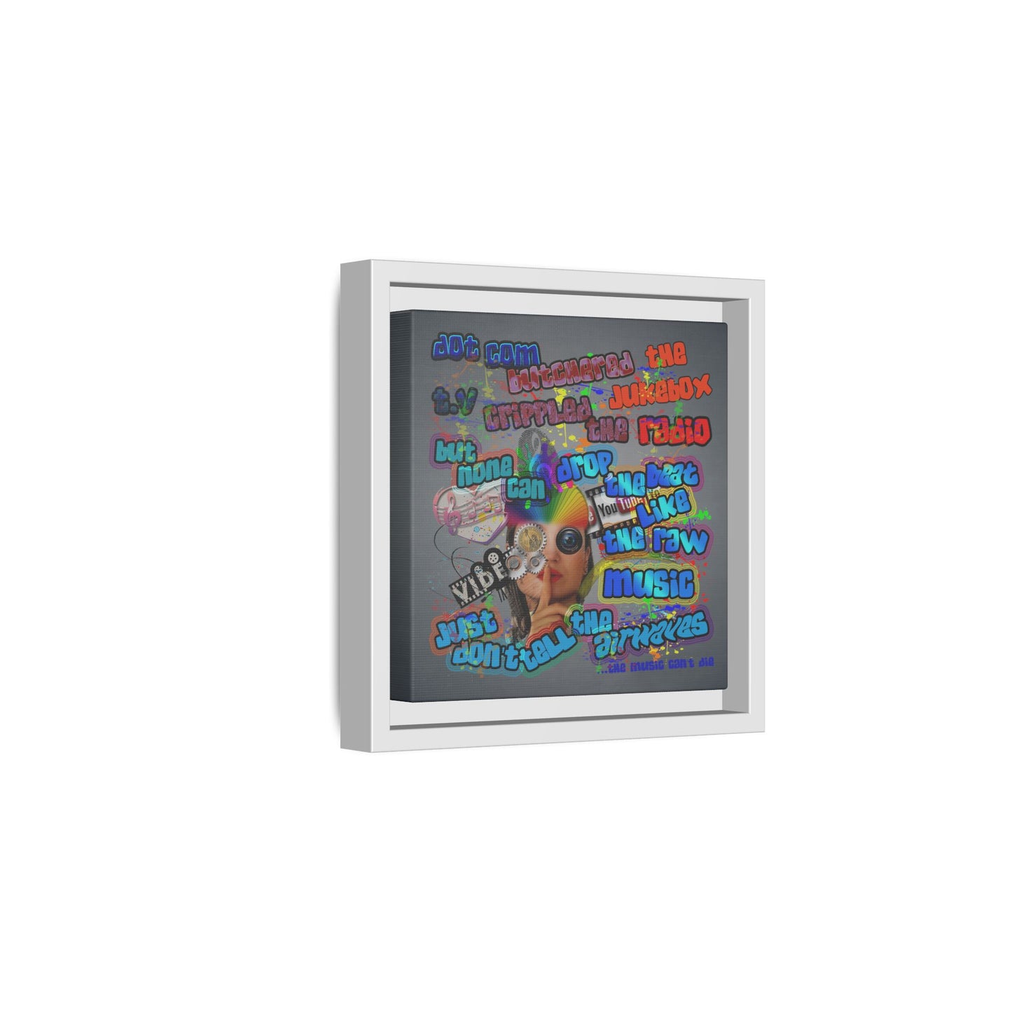 drop the beat - framed canvas art (grey-light grey)