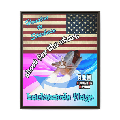 shoot for the stars - framed canvas art (light blue-pink wave)