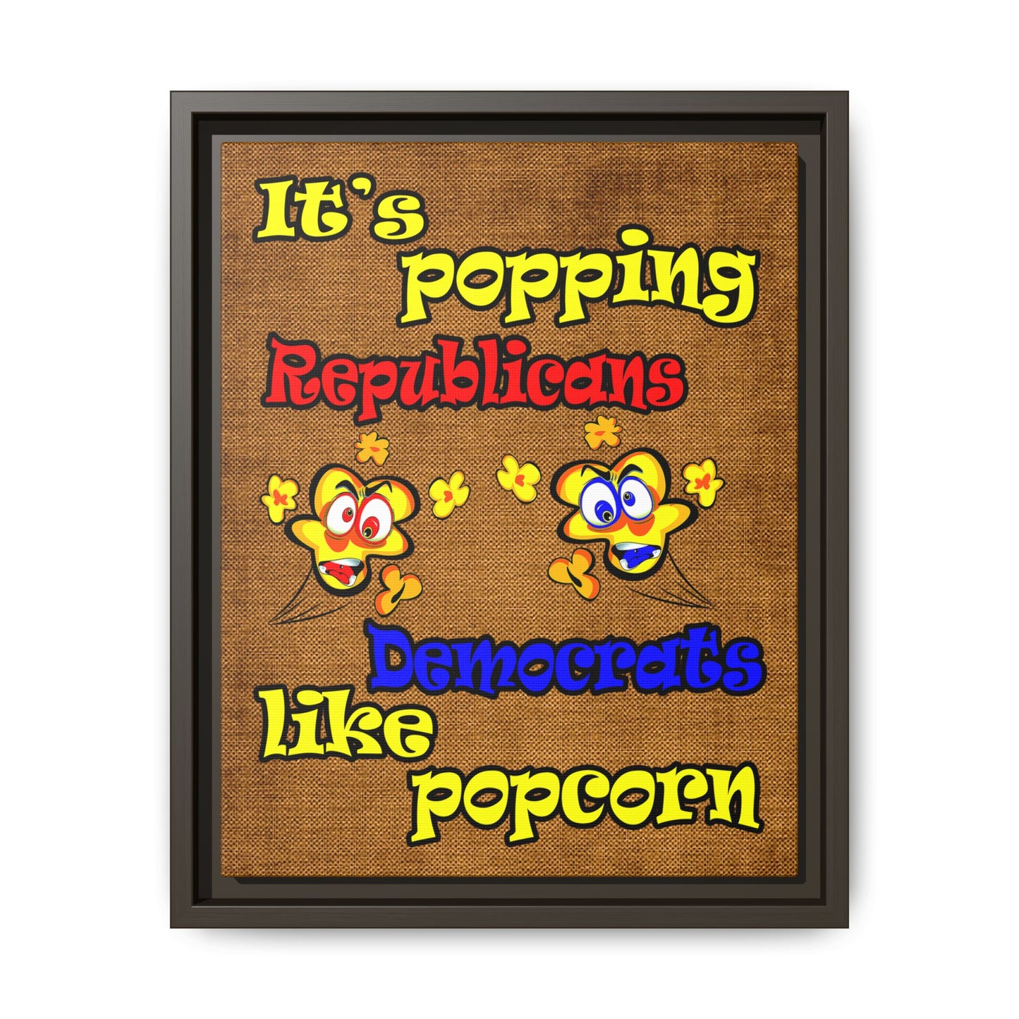 popping like popcorn - framed canvas art (brown papyrus)