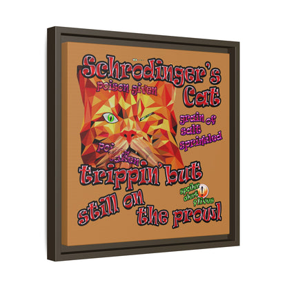 schrodinger's cat - framed canvas art (light brown)