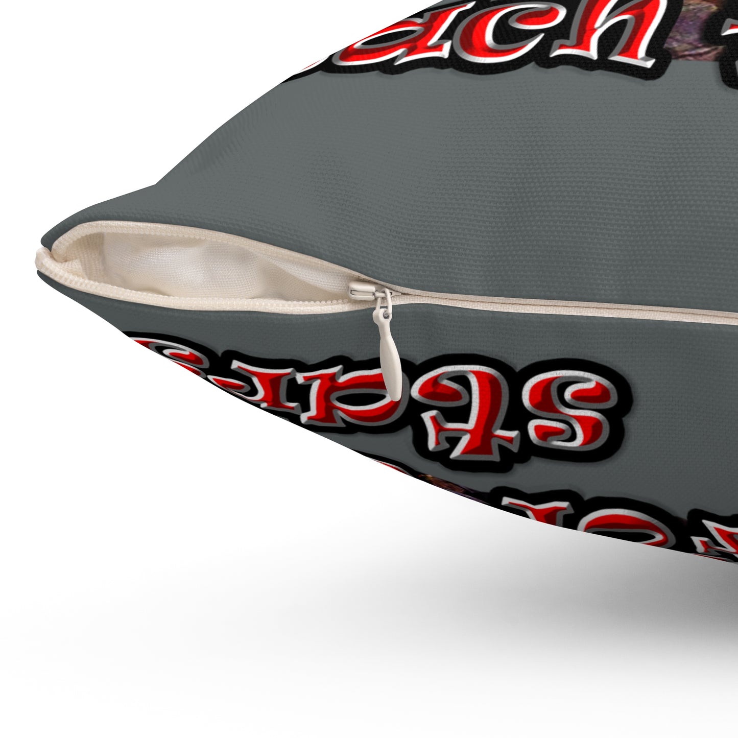 defy conquer reach - Spun Polyester Square Pillow - (dark grey)