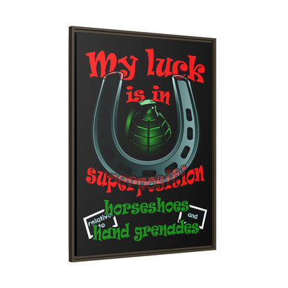 my luck - framed canvas art (black)