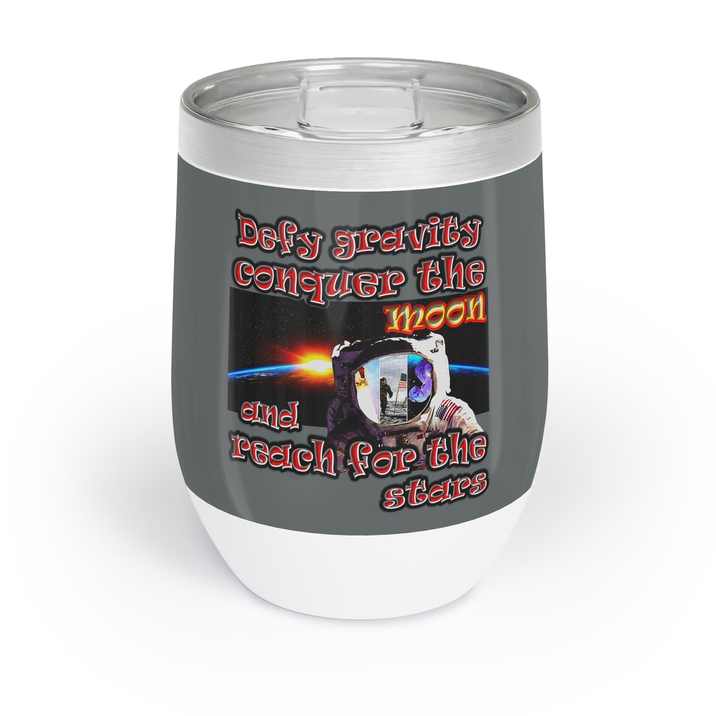 defy conquer reach - Chill Wine Tumbler (dark grey)
