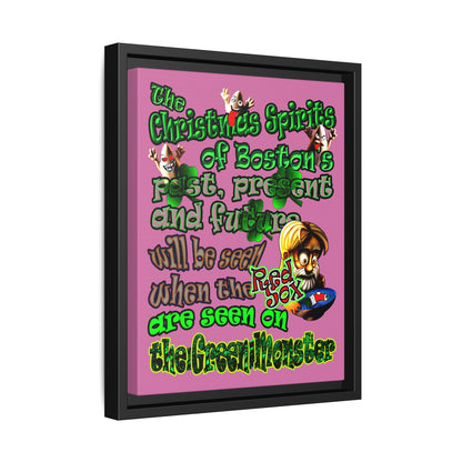 christmas spirits of boston - framed canvas art (light pink)