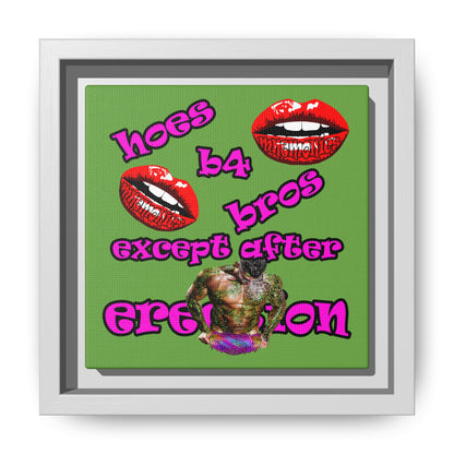 hoes b4 bros - framed canvas art (green)