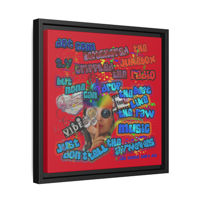drop the beat - framed canvas art (dark red)