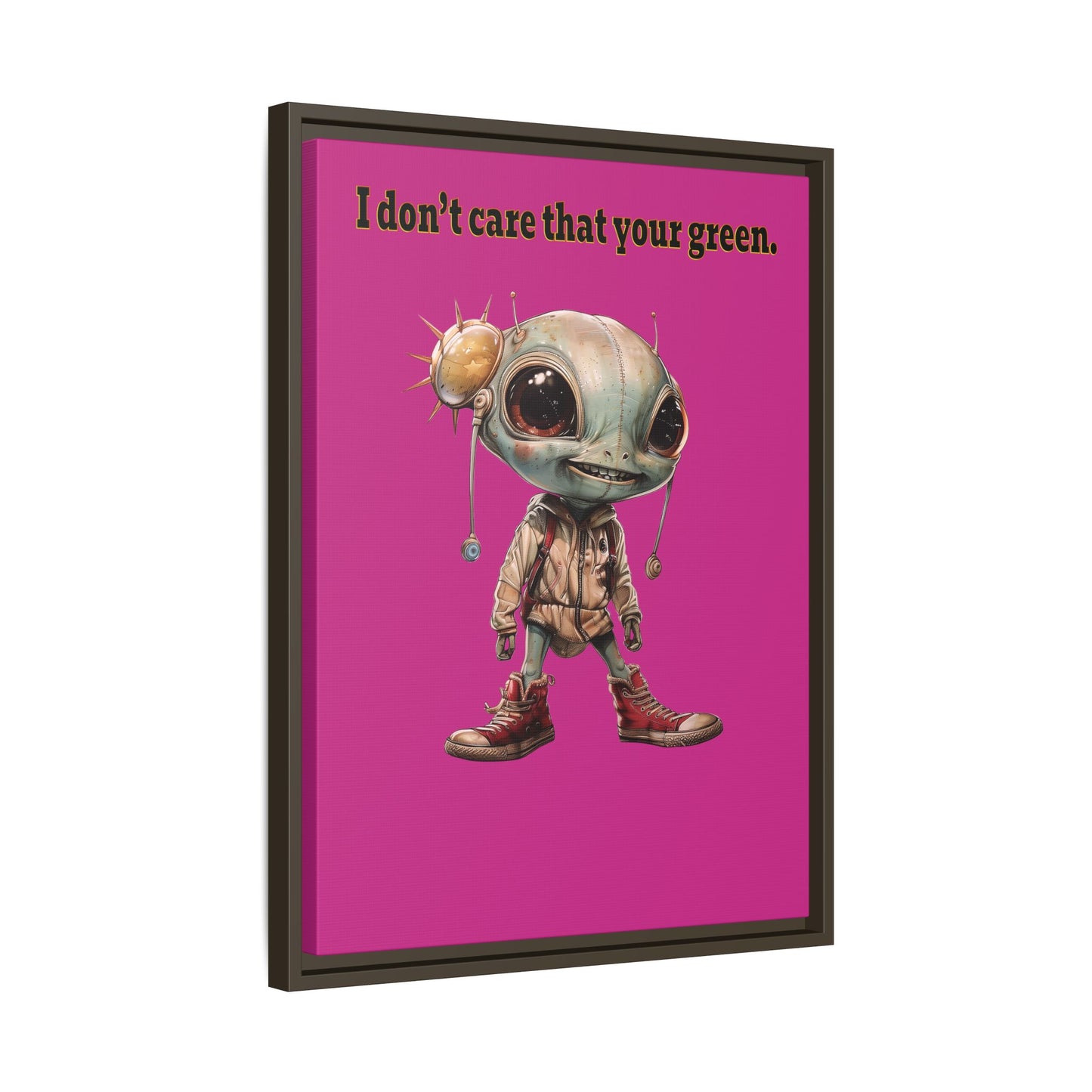 I don't care that your green - framed canvas art (pink)