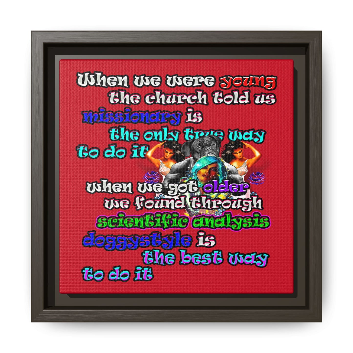 doggystyle - framed canvas art (dark red)