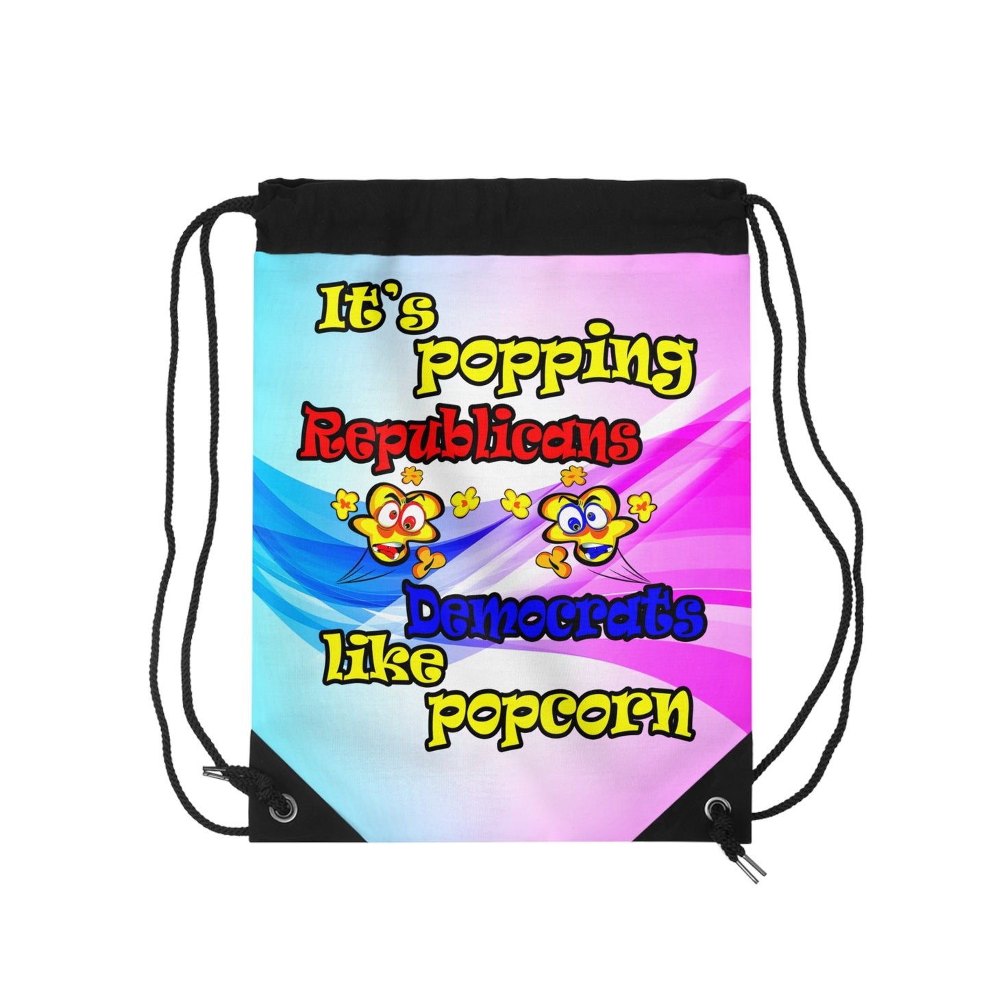 popping like popcorn - Drawstring Bag (light blue-pink wave)