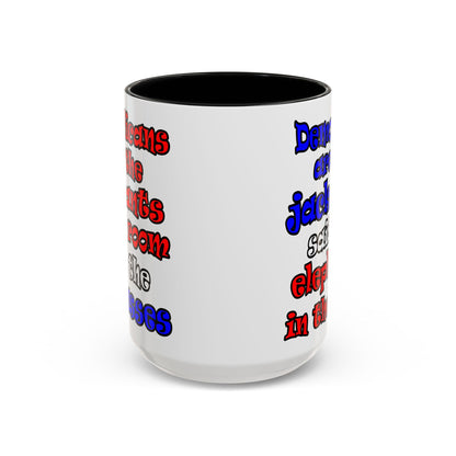 donkeys and elephants - Accent Mug (white)