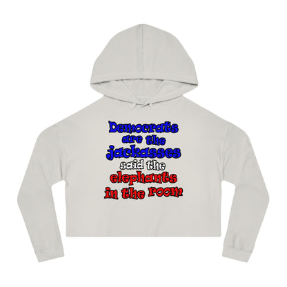 donkeys and elephants - Women’s Cropped Hooded Sweatshirt