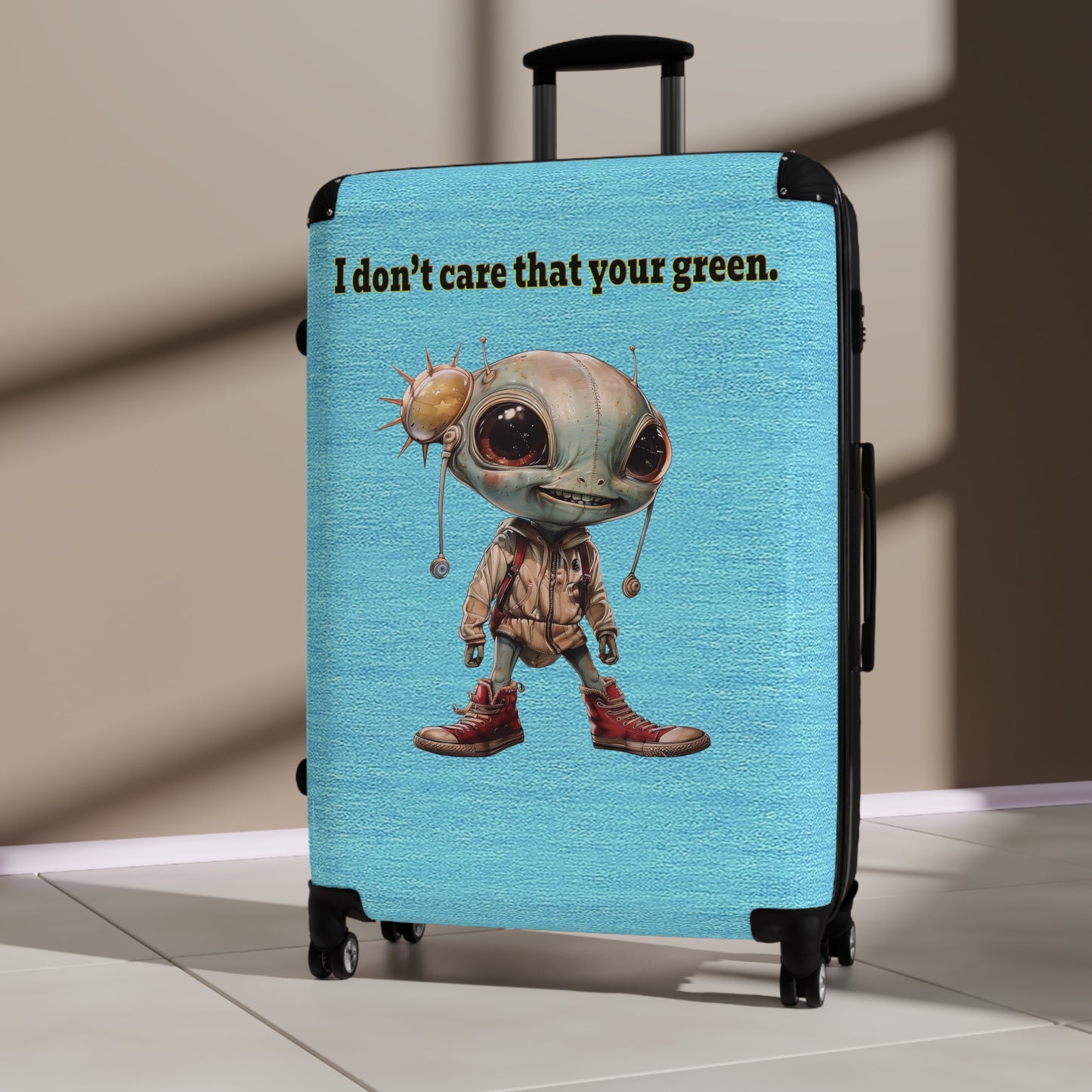 I don't care that your green - Suitcase (faded blue)
