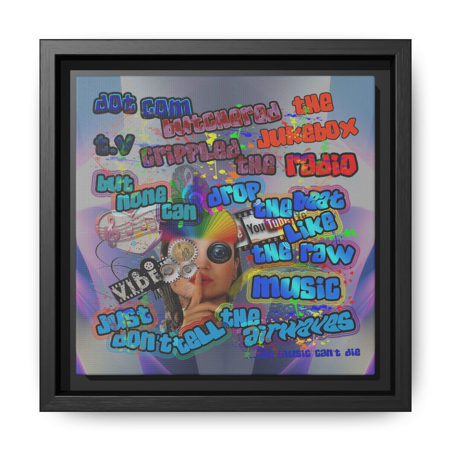 drop the beat - framed canvas art (grey-pink wave)
