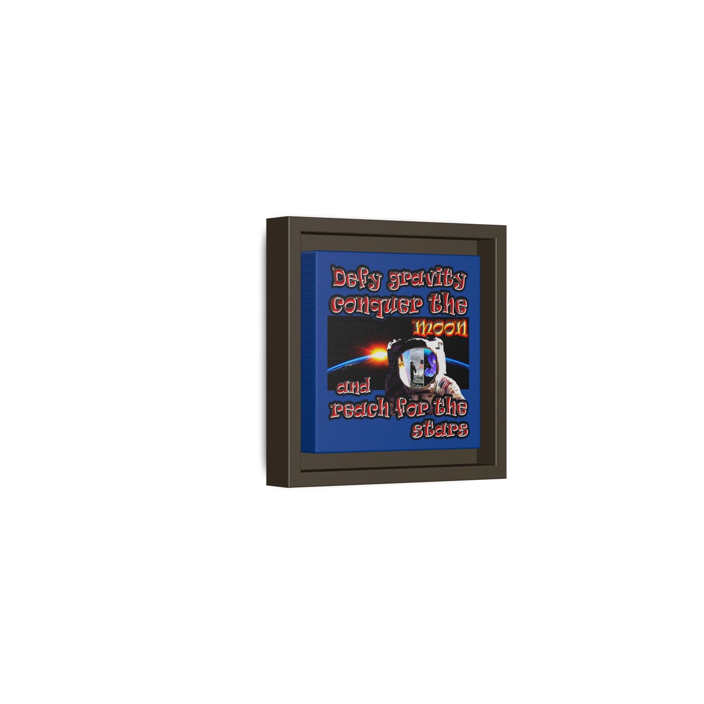 defy conquer reach - framed canvas art (dark blue)