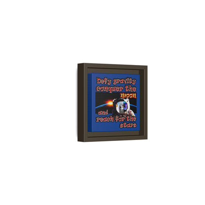 defy conquer reach - framed canvas art (dark blue)