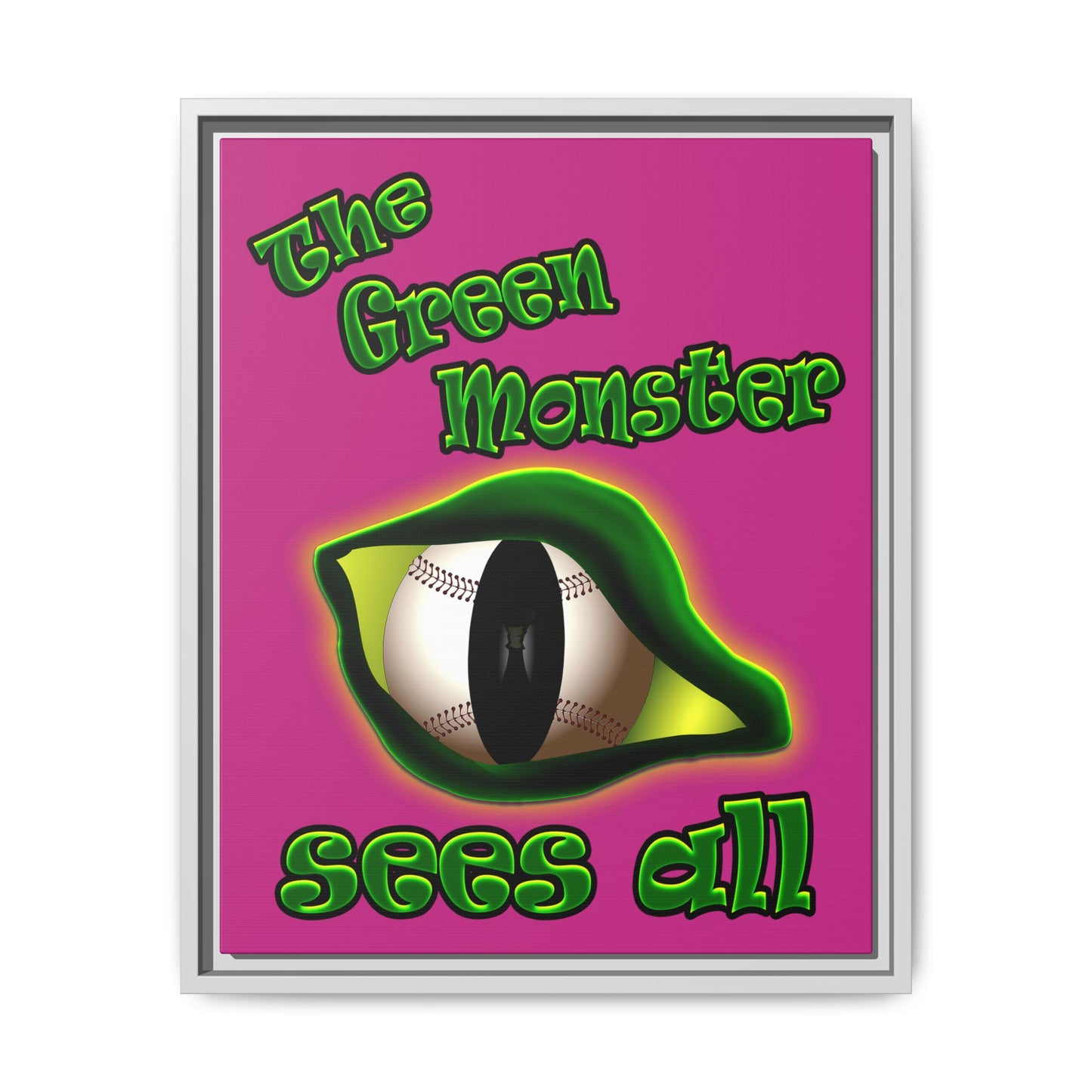 green monster - framed canvas art (pink)