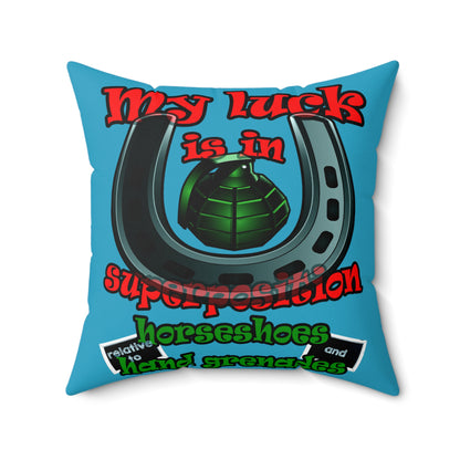 my luck - Spun Polyester Square Pillow - (turquoise)