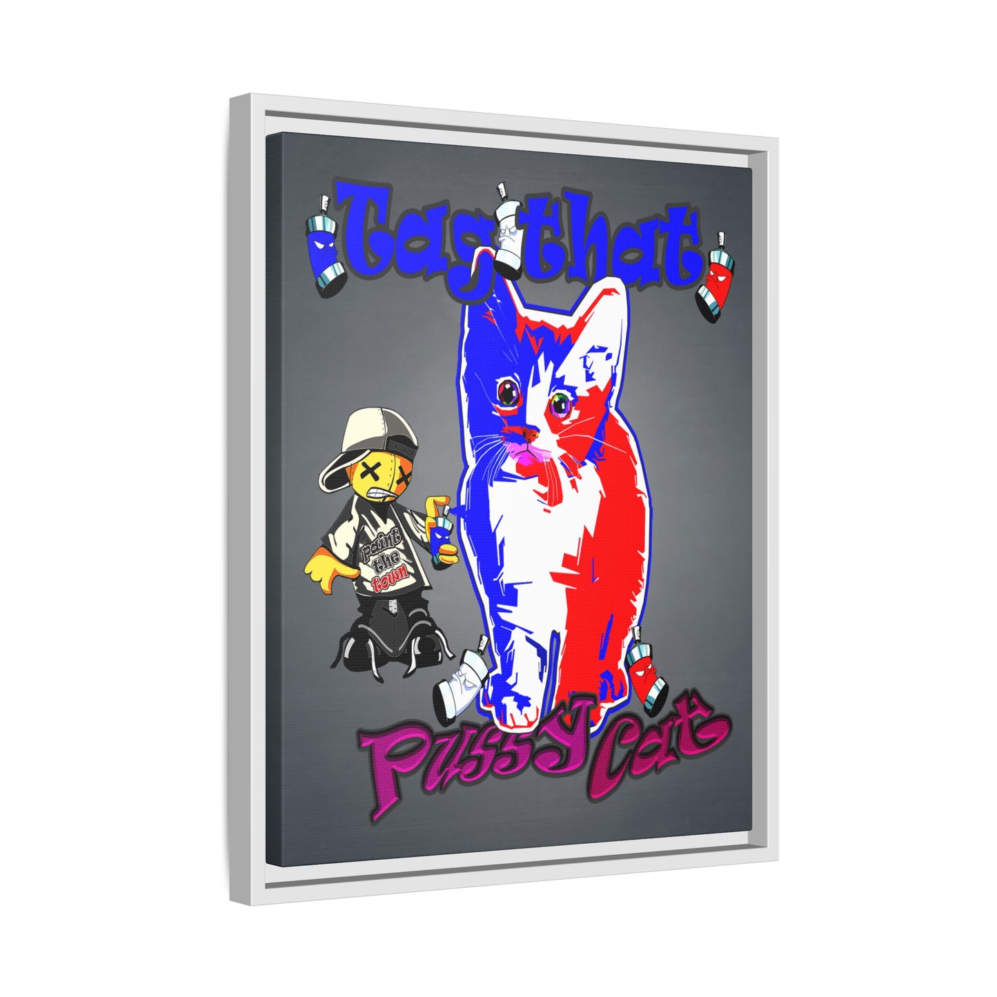 tag that - framed canvas art (grey-light grey)