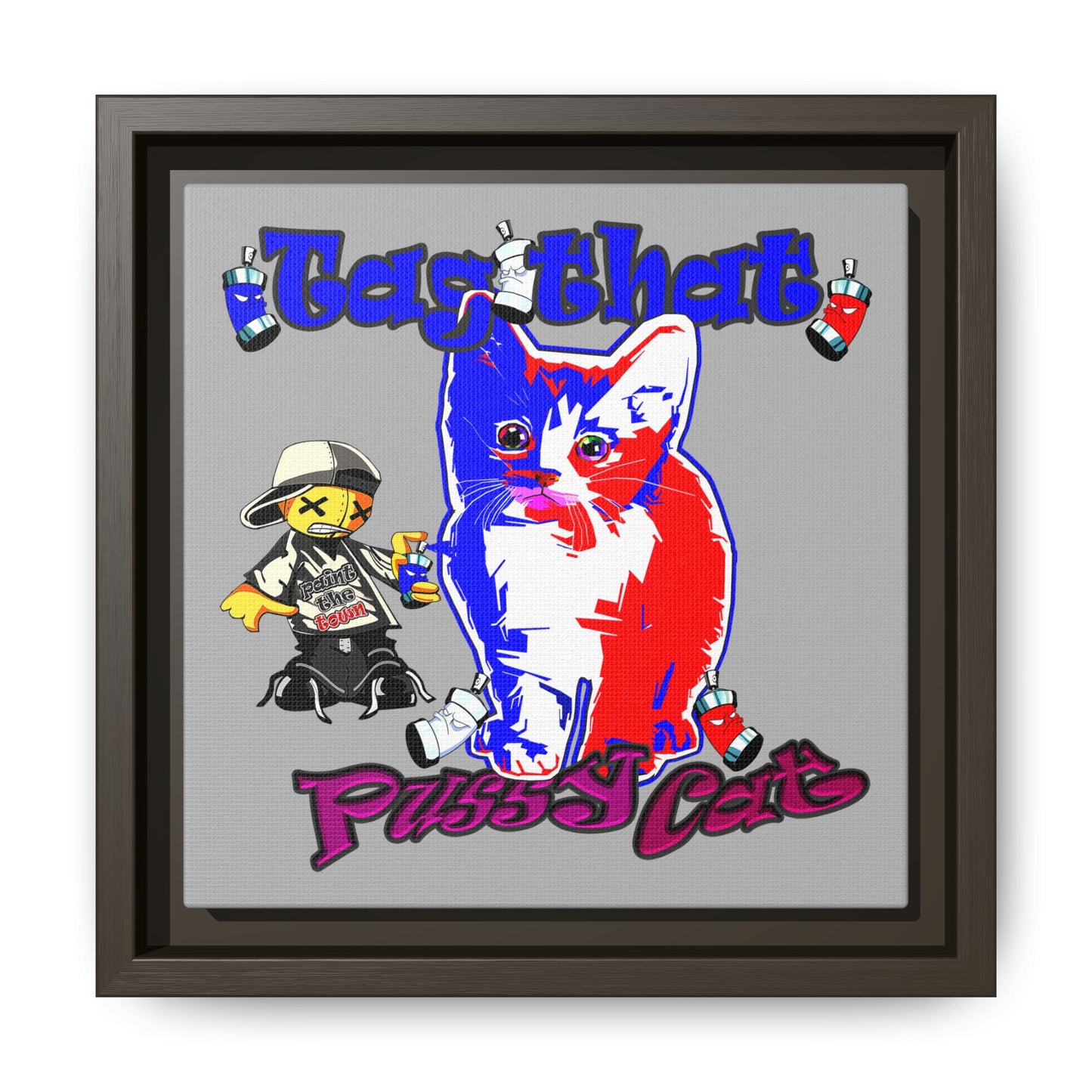 tag that - framed canvas art (light grey)