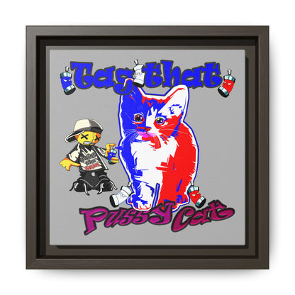 tag that - framed canvas art (light grey)