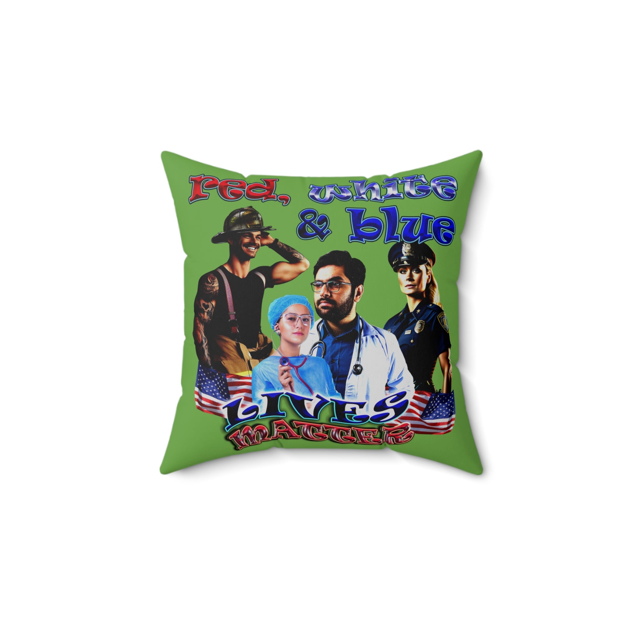 rw&b lives matter - Spun Polyester Square Pillow - (green)