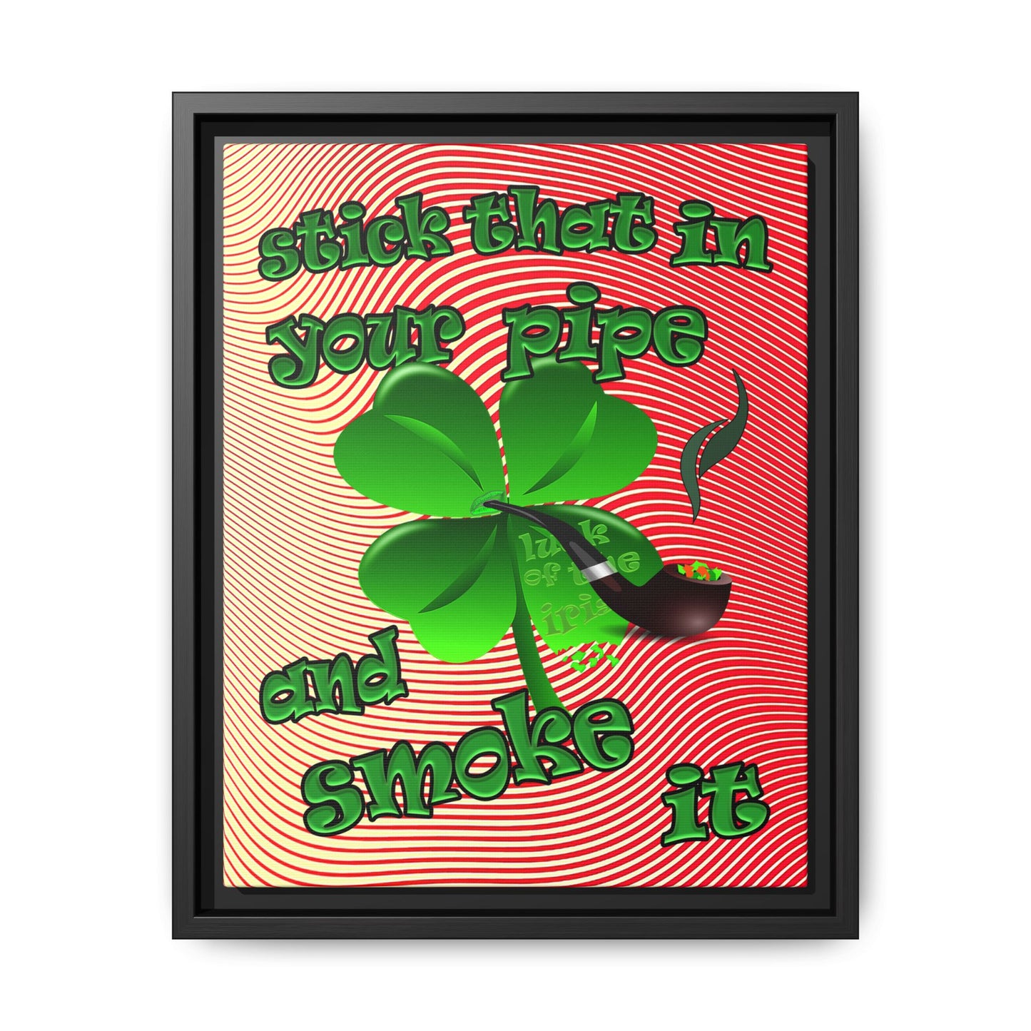 stick that in your pipe and smoke it - framed canvas art (yellow-orange wave)