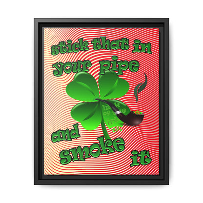 stick that in your pipe and smoke it - framed canvas art (yellow-orange wave)