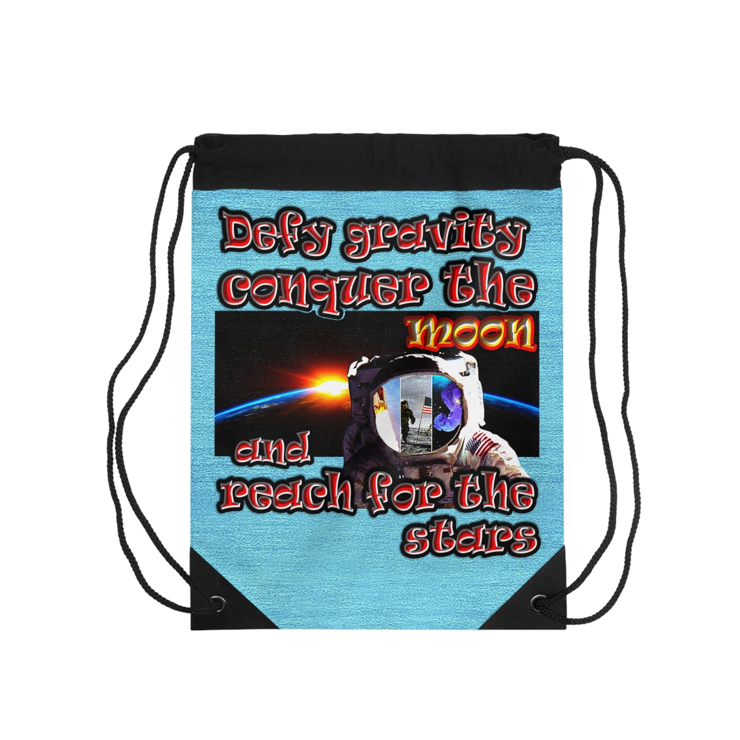 defy conquer reach - Drawstring Bag (faded blue)
