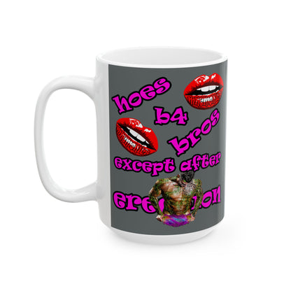 hoes b4 bros - White Mug (dark grey)