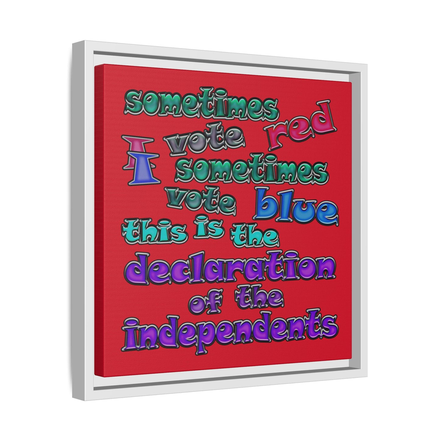declaration of the independents - framed canvas art (dark red)