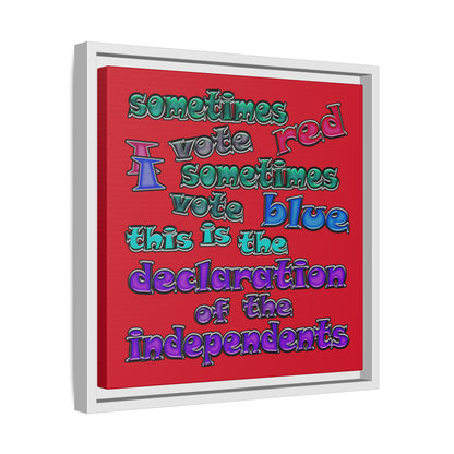 declaration of the independents - framed canvas art (dark red)