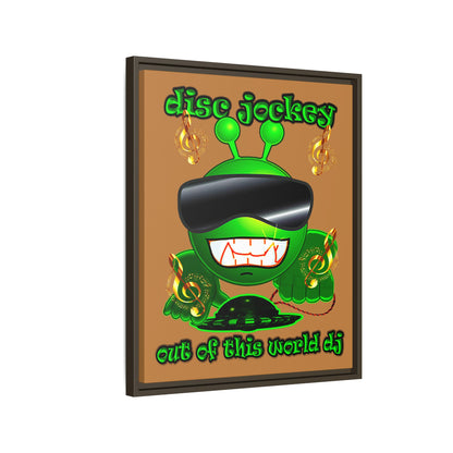 disc jockey - framed canvas art (light brown)