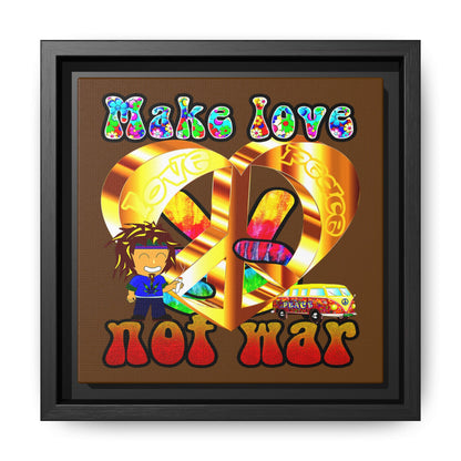 love peace - framed canvas art (brown)