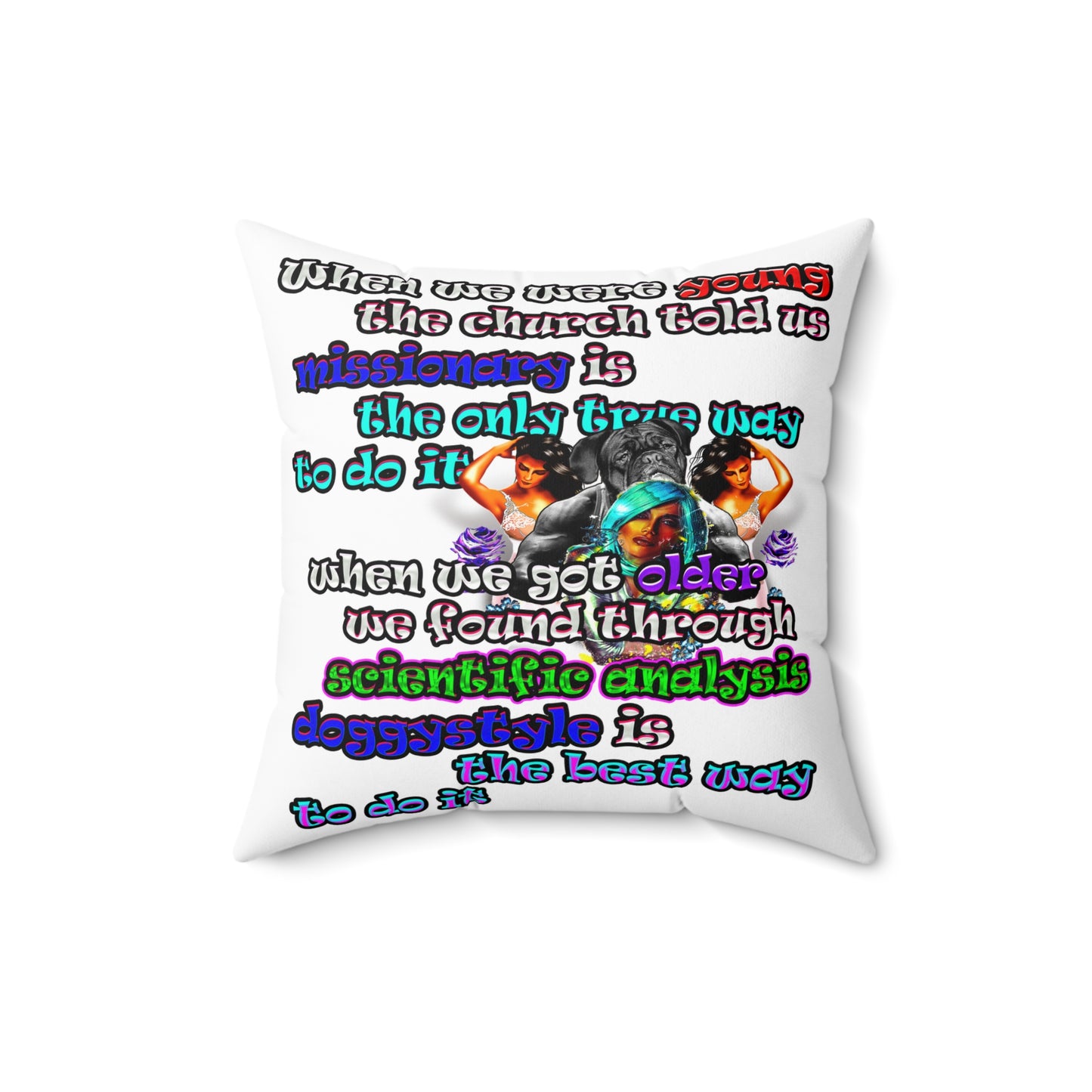 doggystyle - Spun Polyester Square Pillow - (white)