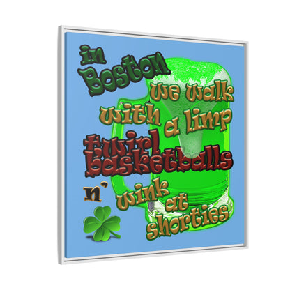 celtics logo - framed canvas art (light blue)