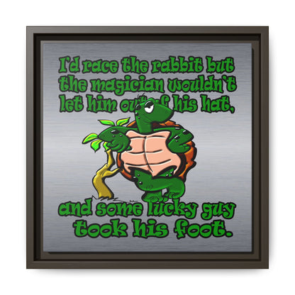 turtle race - framed canvas art (brushed nickel)