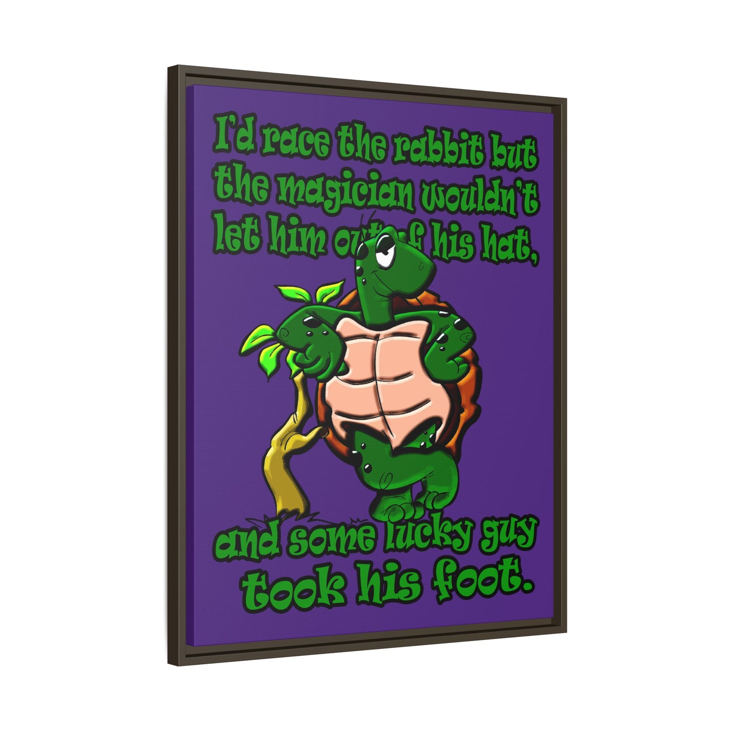 turtle race - framed canvas art (purple)