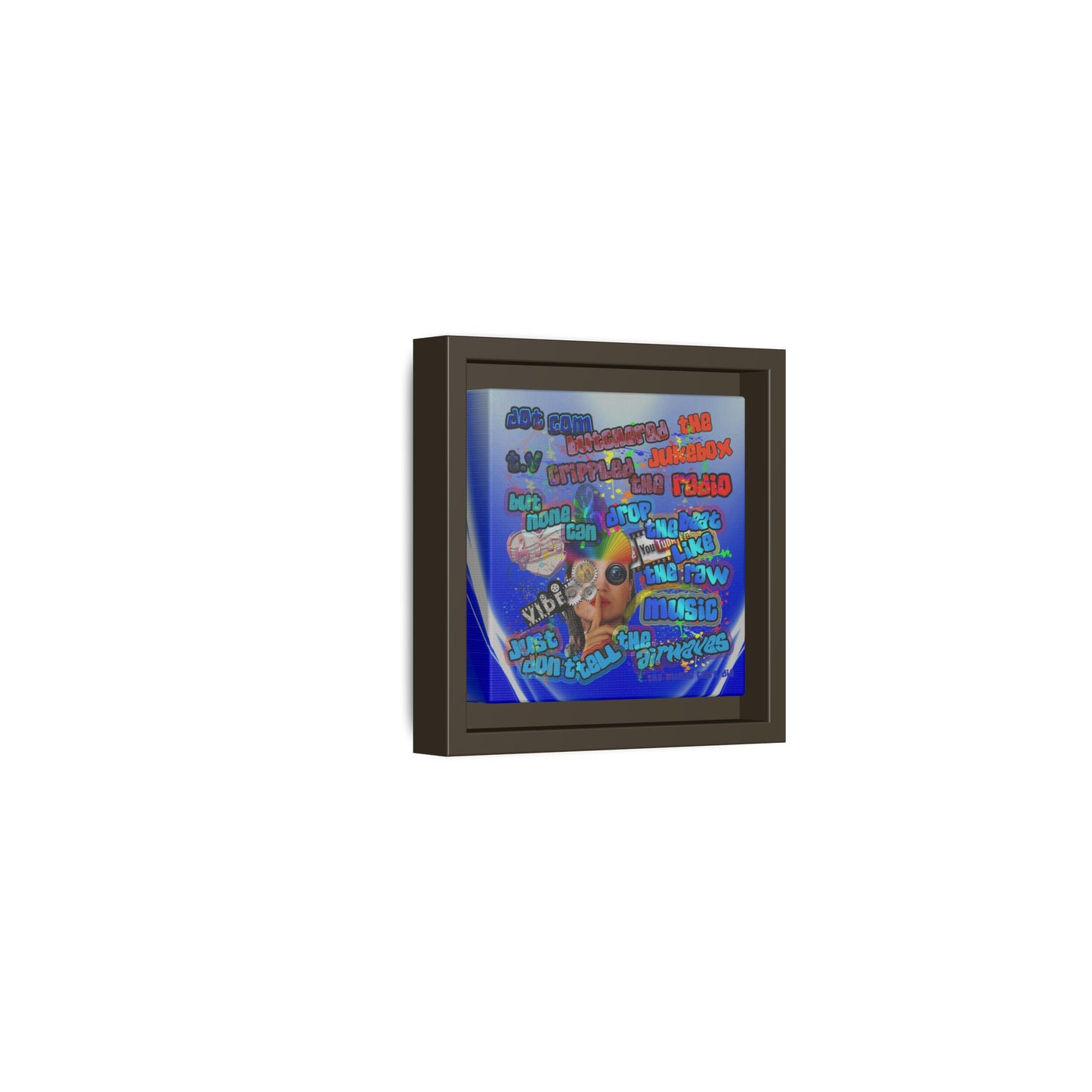 drop the beat - framed canvas art (blue-white wave)