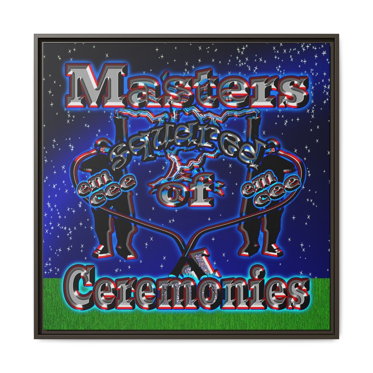 em cee squared - framed canvas art ('snoops' background)