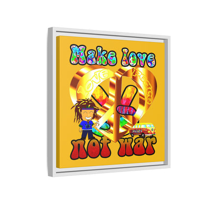 love peace - framed canvas art (yellow)