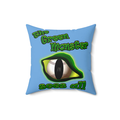 green monster - Spun Polyester Square Pillow - (light blue)