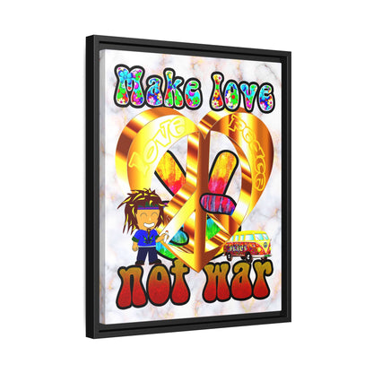 love peace - framed canvas art (white marble)