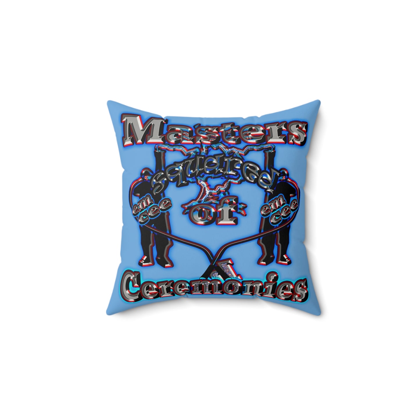 em cee squared - Faux Suede Square Pillow - (light blue)