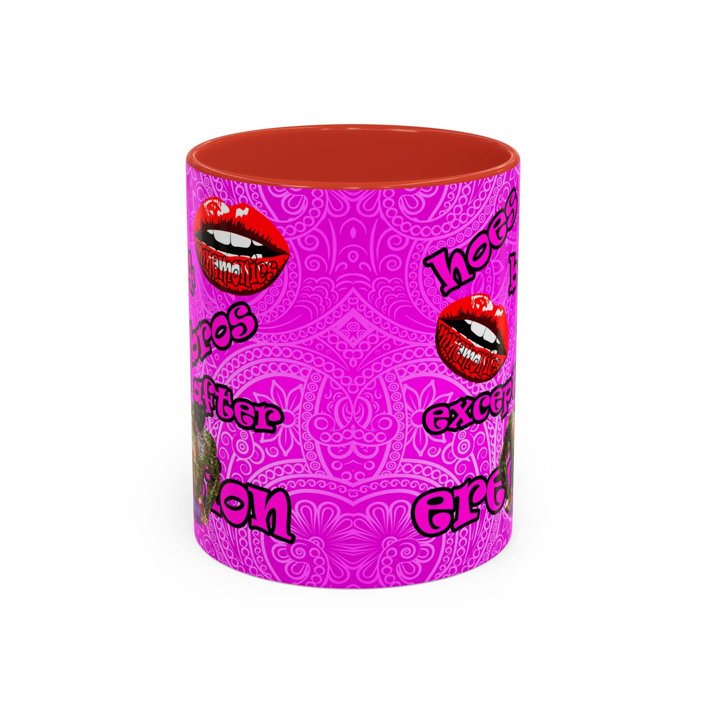 hoes b4 bros - Accent Mug (pink swirl)