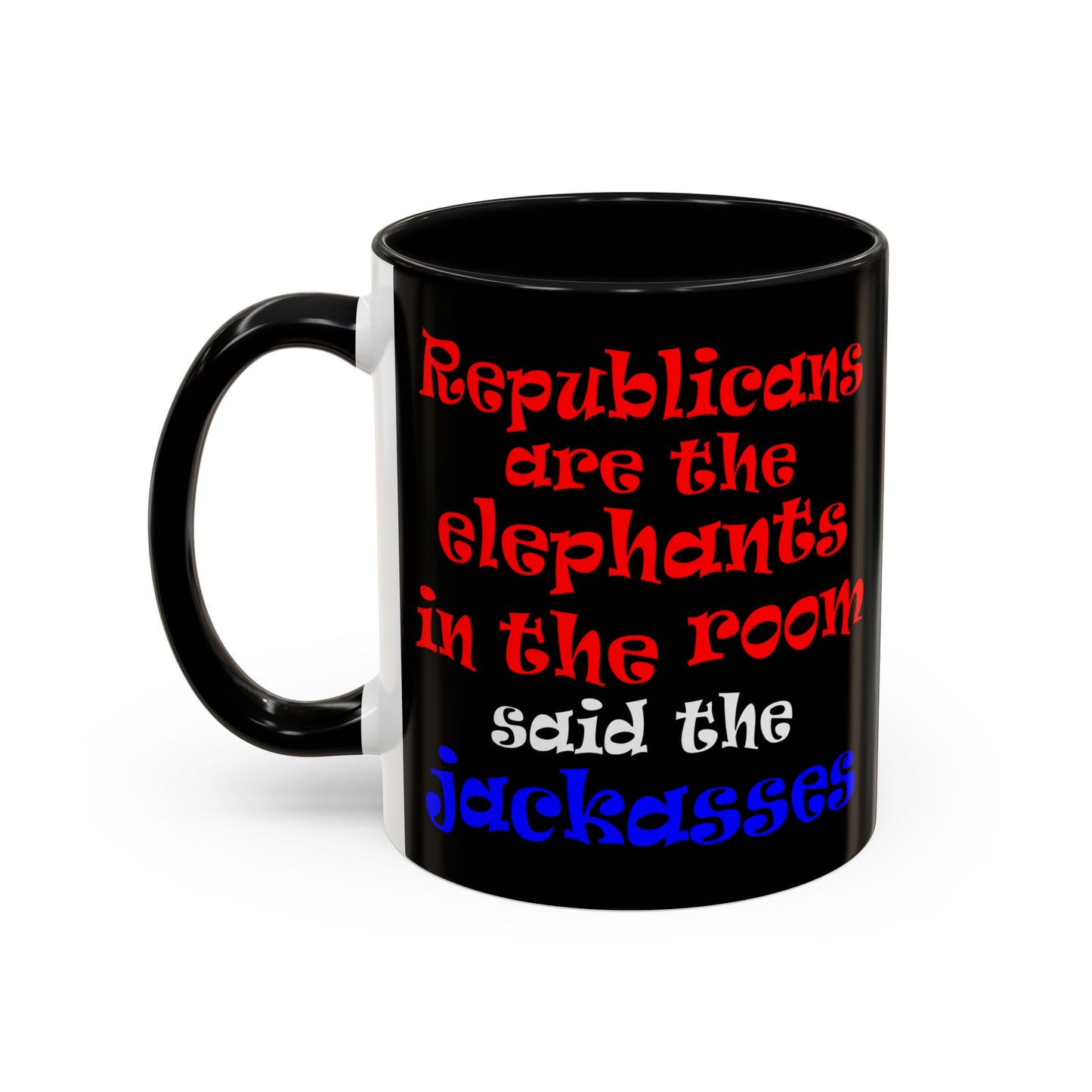 donkeys and elephants - Accent Mug (black)
