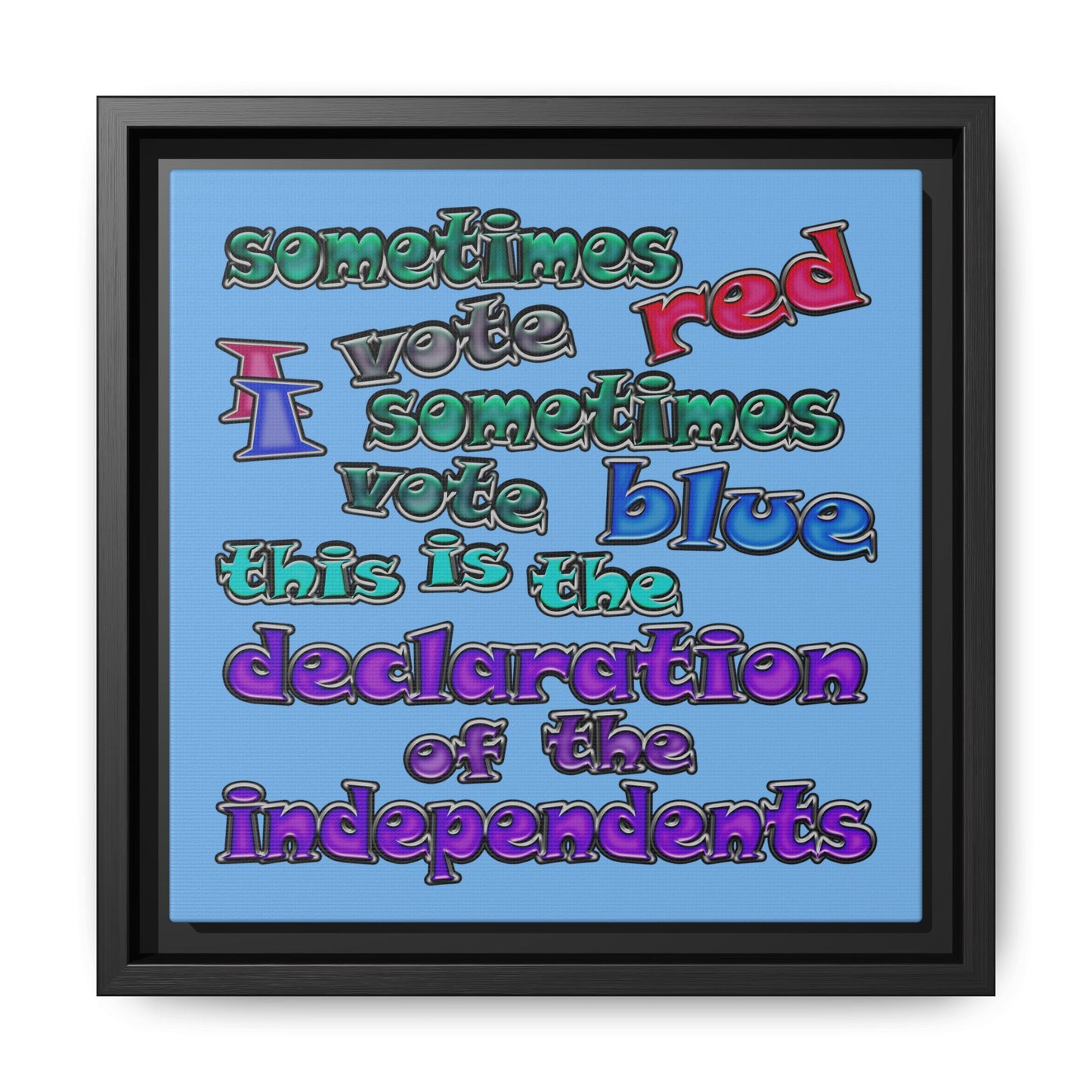 declaration of the independents - framed canvas art (light blue)