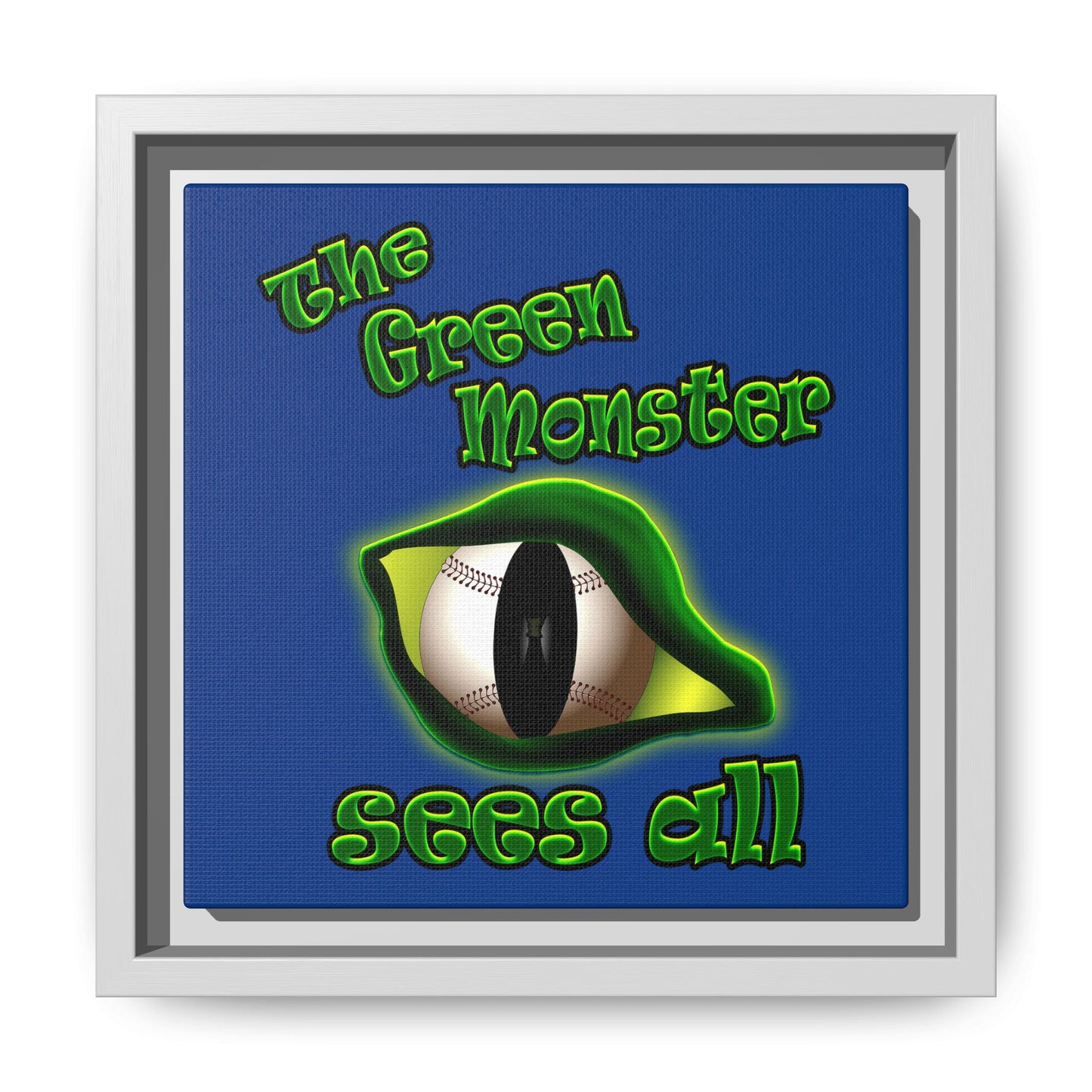 green monster - framed canvas art (dark blue)