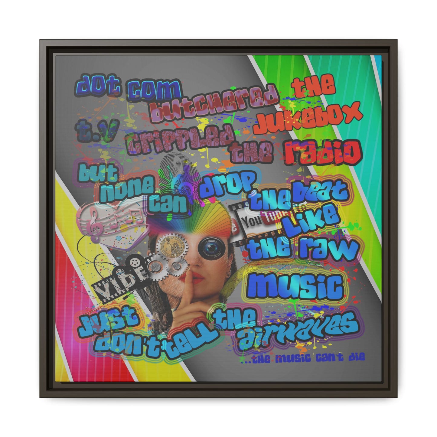 drop the beat - framed canvas art (rainbow split)