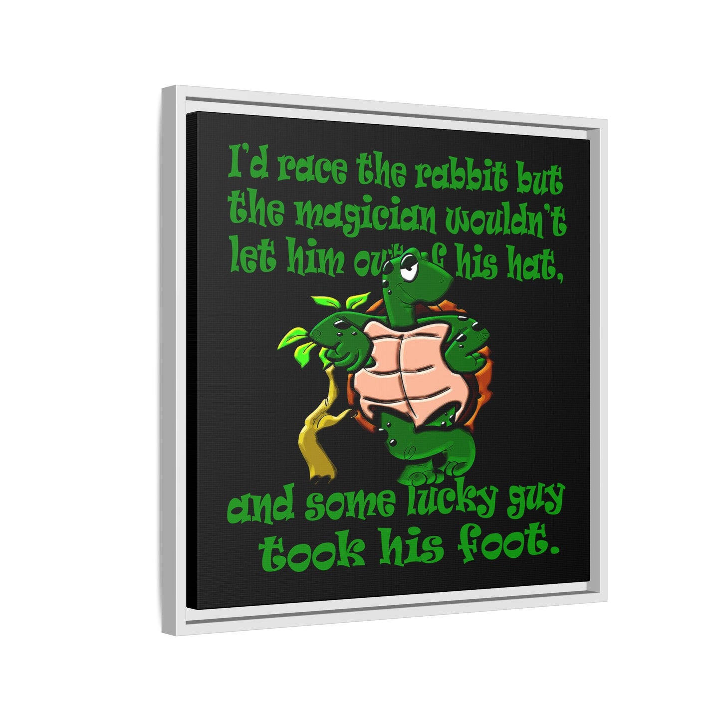 turtle race - framed canvas art (black)