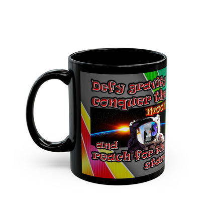defy conquer reach - Black Mug (rainbow split)